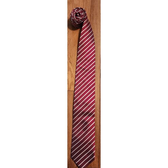 Haines & Bonner London Handmade All Silk Red‎ Striped Classic Men's Tie - Picture 1 of 4